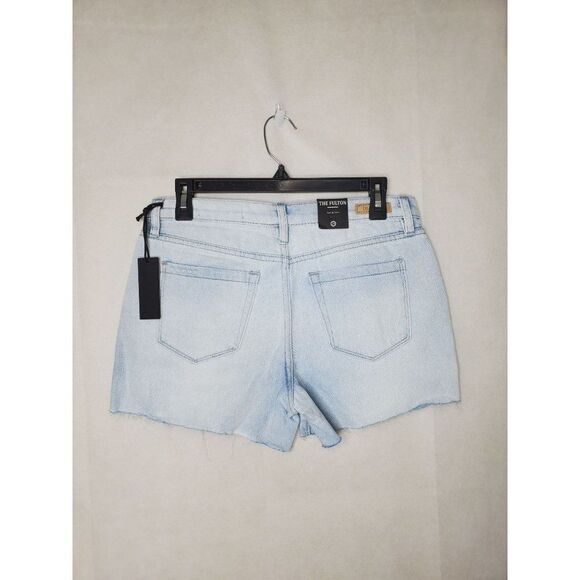 Blank NYC The Fulton Denim Roll Up Shorts Light Wash Raw Hem 100% Cotton - Picture 11 of 12